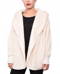 Planet Gold Juniors' Faux-Sherpa Hooded Cardigan