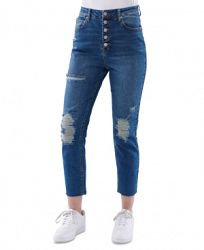 Vanilla Star Juniors' Button-Front Mom Jeans