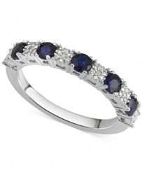 Sapphire (5/8 ct. t. w. ) & Diamond Accent Ring in 14k White Gold, Also Available in Ruby