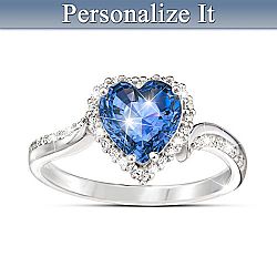 The Heart Of You Women's Personalized Heart-Shaped Crystal Birthstone Ring