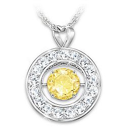 Sparkling You Women's Sterling Silver Personalized Birthstone Pendant Necklace Featuring A Unique Constant Motion Setting & Adorned With Swarovski Crystals