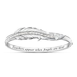 When Angels Are Near Women's Diamond Bracelet Featuring A Unique Sculpted Feather Design