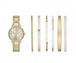 George Women's Goldtone And White Watch And Bracelets Gift Set Gold One Size