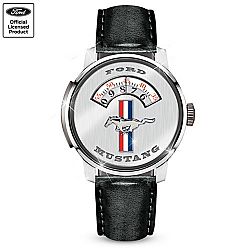 Ford Mustang Cruise-O-Matic Men's Watch Featuring Unique Jump-Hour-Inspired Watch Dial & Genuine Leather Strap