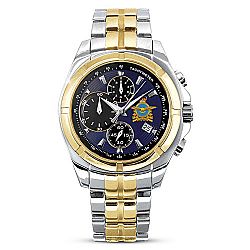 Royal Canadian Air Force Men's Stainless Steel Chronograph Watch Featuring The RCAF Command Badge On The Dial & Adorned With Gold-Tone Accents