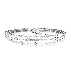 Starry Night Women's Twisted Cable Bracelet Hand-Set With Aurora Borealis Swarovski Crystals That Shimmer Like The Prisms Of The Northern Sky