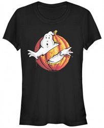 Fifth Sun Ghostbusters Juniors Classic Logo Halloween Pumpkin Short Sleeve Tee Shirt