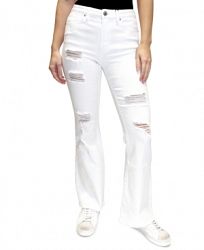 Almost Famous Juniors' Distressed High-Rise Flared Jeans