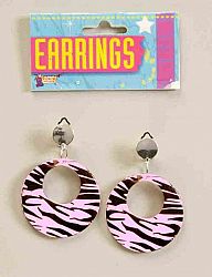 Pink 80s Zebra Earrings