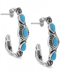 American West Lapis Lazuli or Turquoise Hoop Earrings in Sterling Silver
