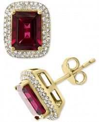 Effy Rhodolite Garnet (3-7/8 ct. t. w. ) & Diamond (3/8 ct. t. w. ) Stud Earrings in 14k Gold