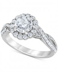 Diamond Halo Twist Engagement Ring (1-3/4 ct. t. w. ) in 14k White Gold