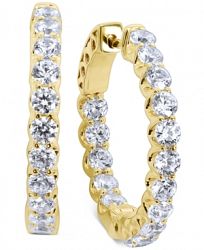 Arabella Swarovski Zirconia Small In & Out Hoop Earrings in xk Gold-Plated Sterling Silver, 0.75"