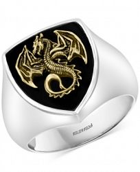 Effy Men's Onyx Dragon Ring in Sterling Silver & 18k Gold-Plate