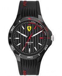 Ferrari Men's Pista Black Silicone Strap Watch 44mm Women's Shoes