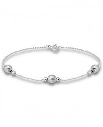 Giani Bernini Textured & Polished Bead Station Chain Bracelet in Sterling Silver, Created for Macy's