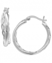 Giani Bernini Medium Crossover Braided Hoop Earrings in Sterling Silver, 1.18", Created for Macy's