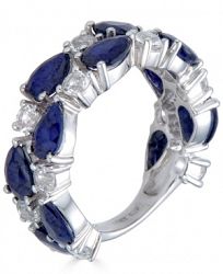 Sapphire (5-1/3 ct. t. w. ) & White Topaz (1-1/2 ct. t. w. ) Ring in 10k White Gold