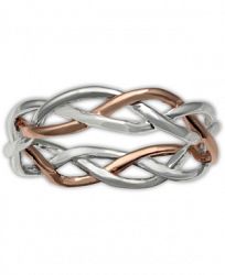 Giani Bernini Braided Statement Ring in Sterling Silver & 18k Rose Gold-Plate, Created for Macy's