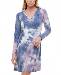 Planet Gold Juniors' Tie-Dyed Hoodie Dress
