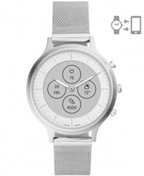 Fossil Hybrid Hr Charter Silver-Tone Mesh Smart Watch 42mm