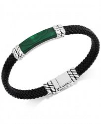 Effy Men's Onyx Leather Braided Bracelet in Sterling Silver (Also in Malachite)