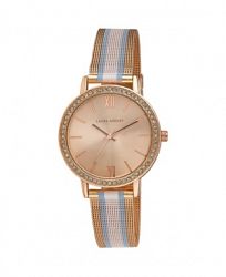 Laura Ashley Women's Striped Rugby Multi-Tone Alloy Mesh Band Watch 36mm