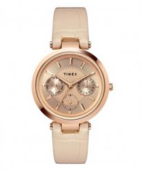 Timex Traditional Women's Pink Leather Strap Watch 34mm