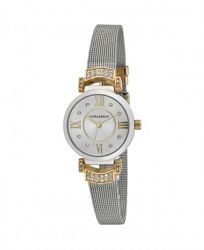 Laura Ashley Women's Deco Crystal Accent Silver-Tone Alloy Mesh Band Watch 28mm