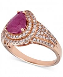 Ruby (2-1/3 ct. t. w. ) & White Sapphire (5/8 ct. t. w. ) Statement Ring in Rose Gold-Plate