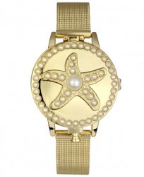 Charter Club Women's Imitation Pearl Starfish Cover Gold-Tone Mesh Bracelet Watch 32mm, Created for Macy's