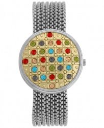 Charter Club Women's Multicolor Rhinestone Cover Silver-Tone Multi-Chain Bracelet Watch 35mm, Created for Macy's