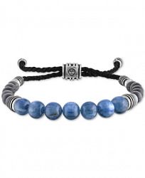 Esquire Men's Jewelry Kyanite & Gray Cats Eye Beaded Bolo Bracelet in Sterling Silver, Created for Macy's