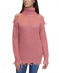 Almost Famous Juniors' Destructed Turtleneck Tunic Sweater