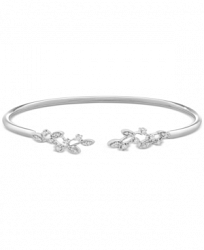 Wrapped Diamond Leaves Flex Cuff Bangle Bracelet (1/10 ct. t. w. ) in Sterling Silver or Gold-Plated Sterling Silver, Created for Macy's