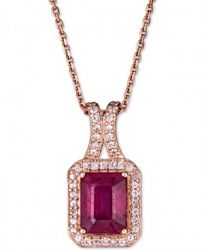 Certified Ruby (1-1/2 ct. t. w. ) & White Sapphire (1/5 ct. t. w. ) 18" Pendant Necklace in 14k Rose Gold (Also in Sapphire & Emerald)