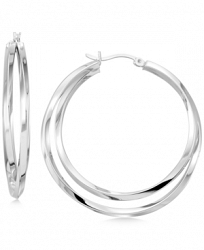 Interlocking Hoop Earrings in 14k Gold Over Silver and 14k White Gold Over Silver