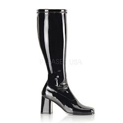 Black 60s Spy GoGo Boots Wide Calf