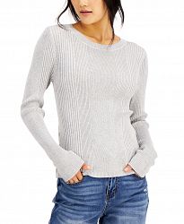 Hooked Up by Iot Juniors' Ribbed Side-Snap Sweater