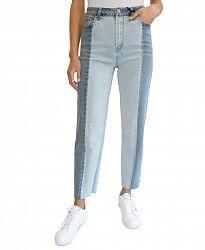 Almost Famous Juniors' Two-Tone High-Rise Dad Jeans