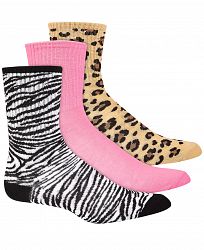 Jenni Women's 3pk Animal-Print Crew Socks, Created for Macy's