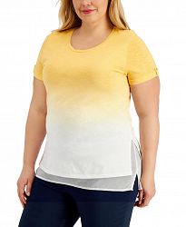 Jm Collection Plus Size Dip-Dye Layered Top, Created for Macy's