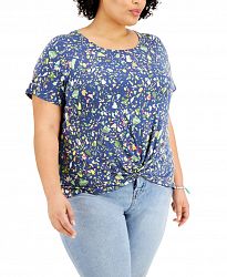 Style & Co Plus Size Printed Twist-Hem Top, Created for Macy's