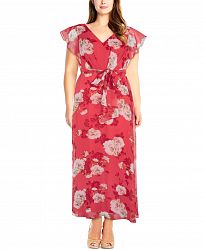 Adrianna Papell Plus Size Printed Chiffon Gown