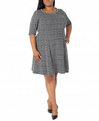 Robbie Bee Plus Size Elbow-Sleeve Knit Dress