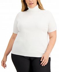 Karen Scott Plus Size Elbow-Sleeve Turtleneck Sweater, Created for Macy's