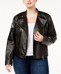 Michael Michael Kors Plus Size Leather Moto Jacket