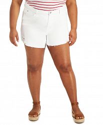 Inc International Concepts Plus Size Dream Cotton Ripped Denim Shorts, Created for Macy's