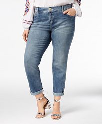 Inc International Concepts Plus Size Tummy Control Boyfriend Jeans, Created for Macy's
