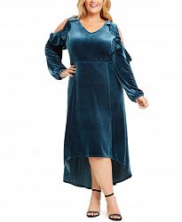 Ny Collection Plus Size Velvet Ruffled High-Low Maxi Dress
